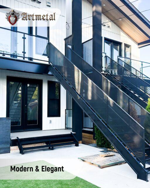 Strong lines. Bold design. Timeless appeal. This custom staircase and railing system blends modern aesthetics with precision engineering — the perfect balance of beauty and strength.Crafted by Art Metal, where innovation meets craftsmanship😌#ArtMetal #railings #exteriorsesign #MetalAndGlass #MinimalistHome #HomeUpgrade